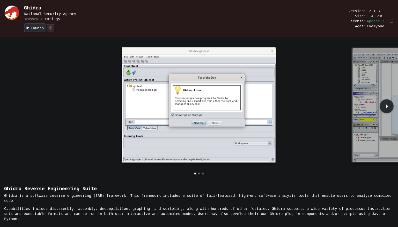 Install Ghidra from Flatpak