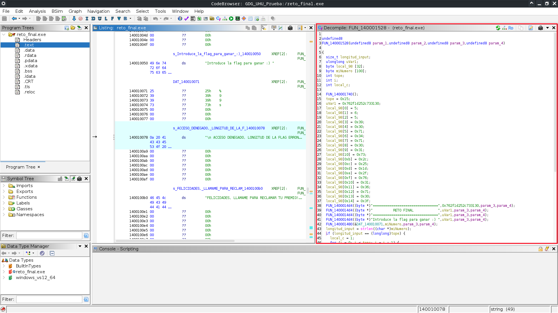 Decompile window jumped into the interestin code